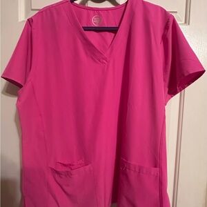 2X JDM Uniforms Divine Stretch Pink V-Neck  Scrub Top
